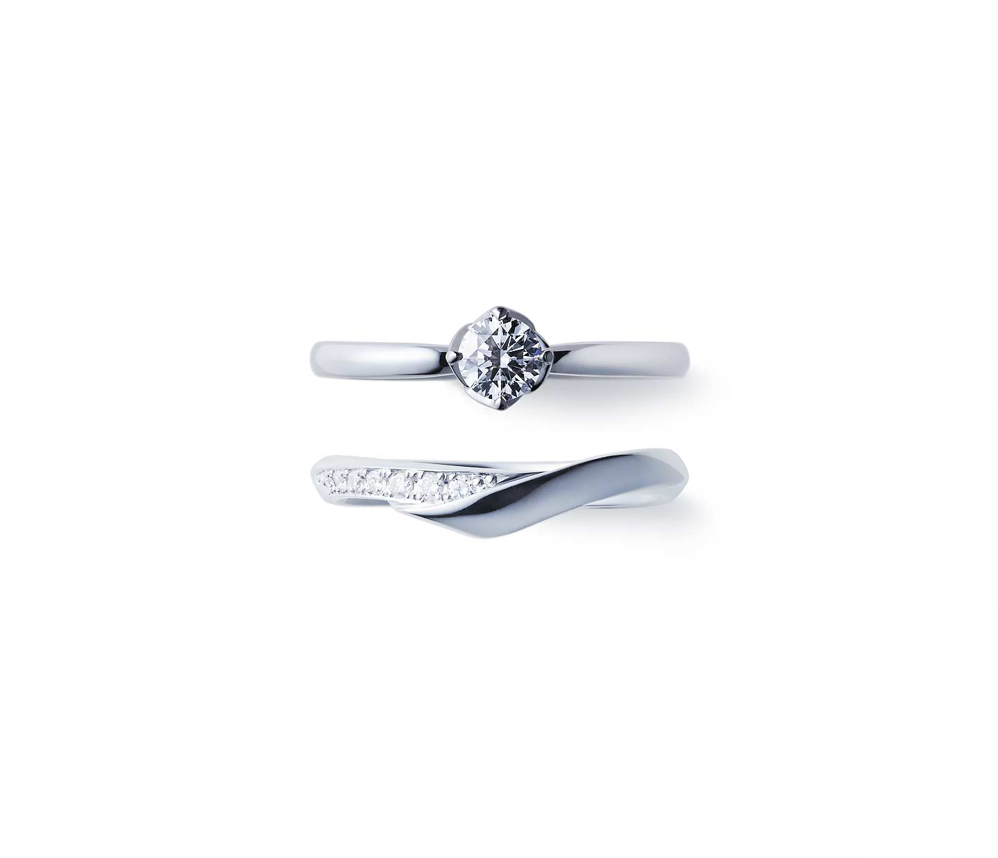 婚約指輪“結” 結婚指輪“単衣”との重ね付け
