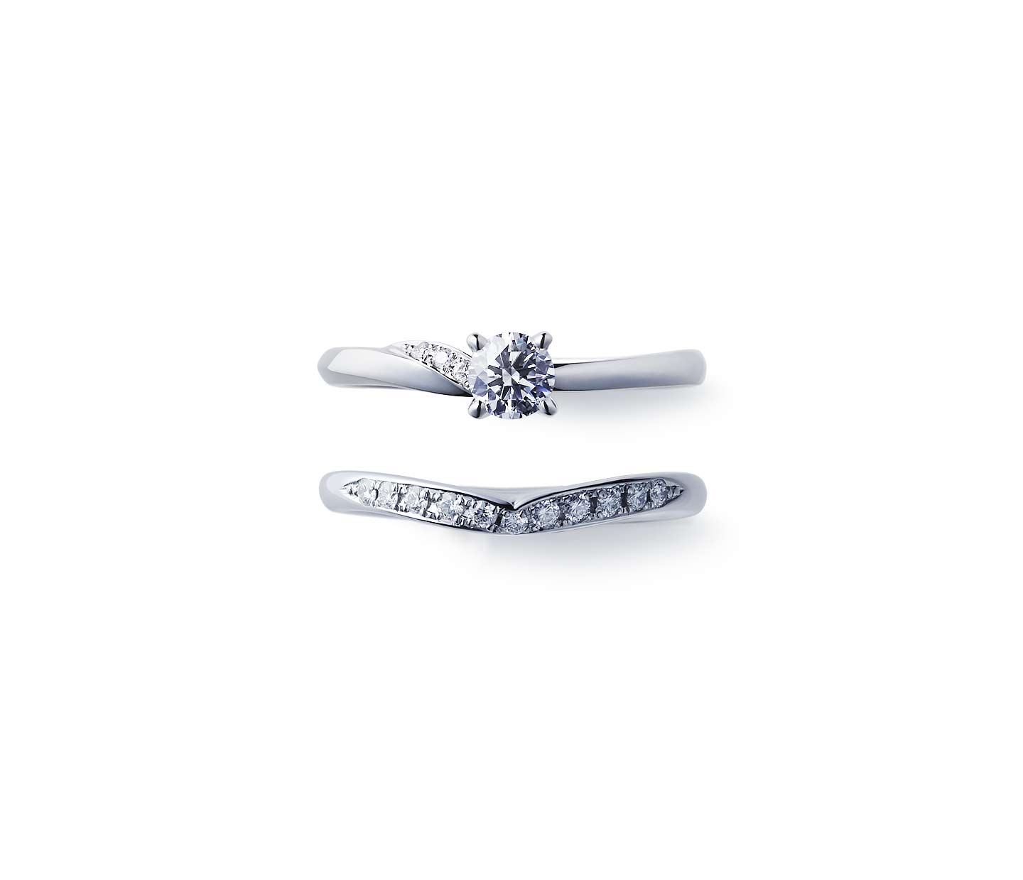 婚約指輪“木洩日” 結婚指輪“睡蓮”との重ね付け