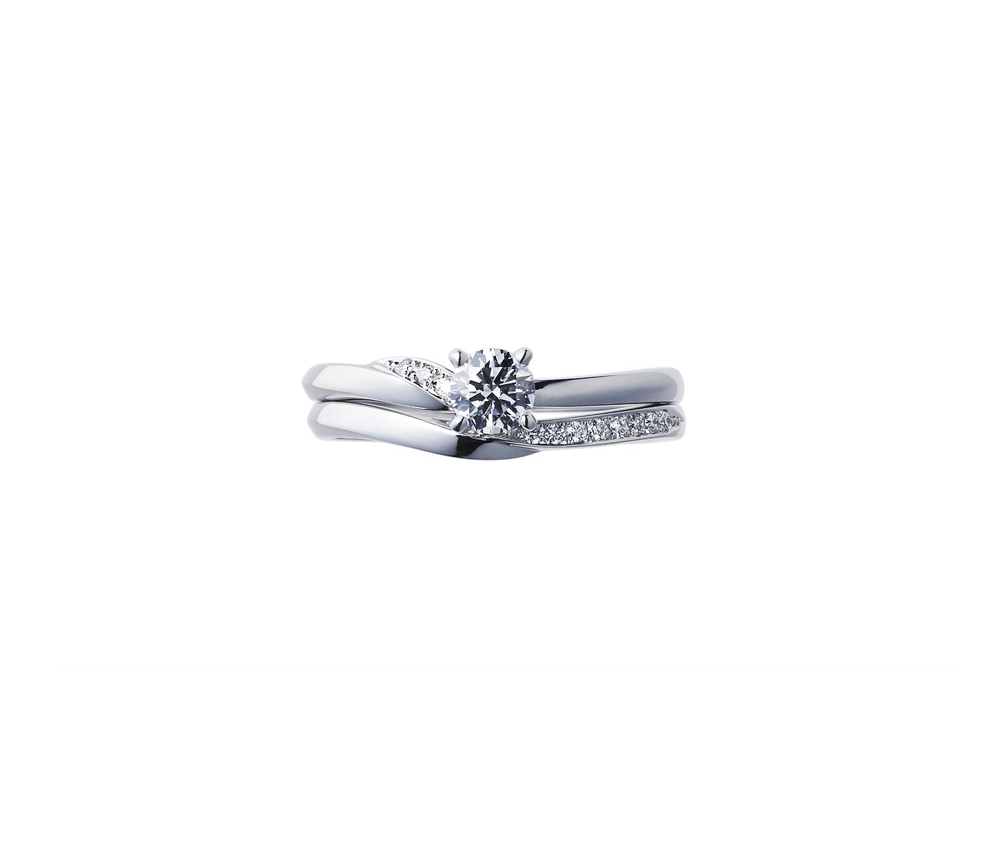 婚約指輪“木洩日” 結婚指輪“せせらぎ”とのセットリング