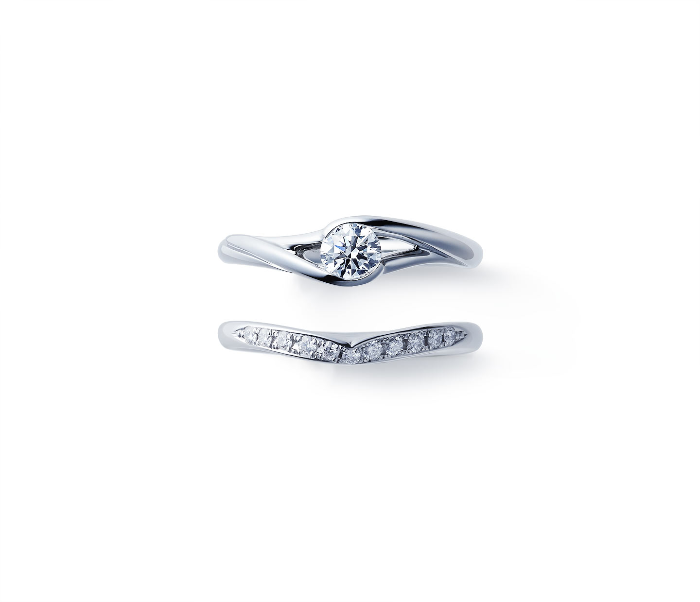 婚約指輪“望” 結婚指輪“睡蓮”との重ね付け