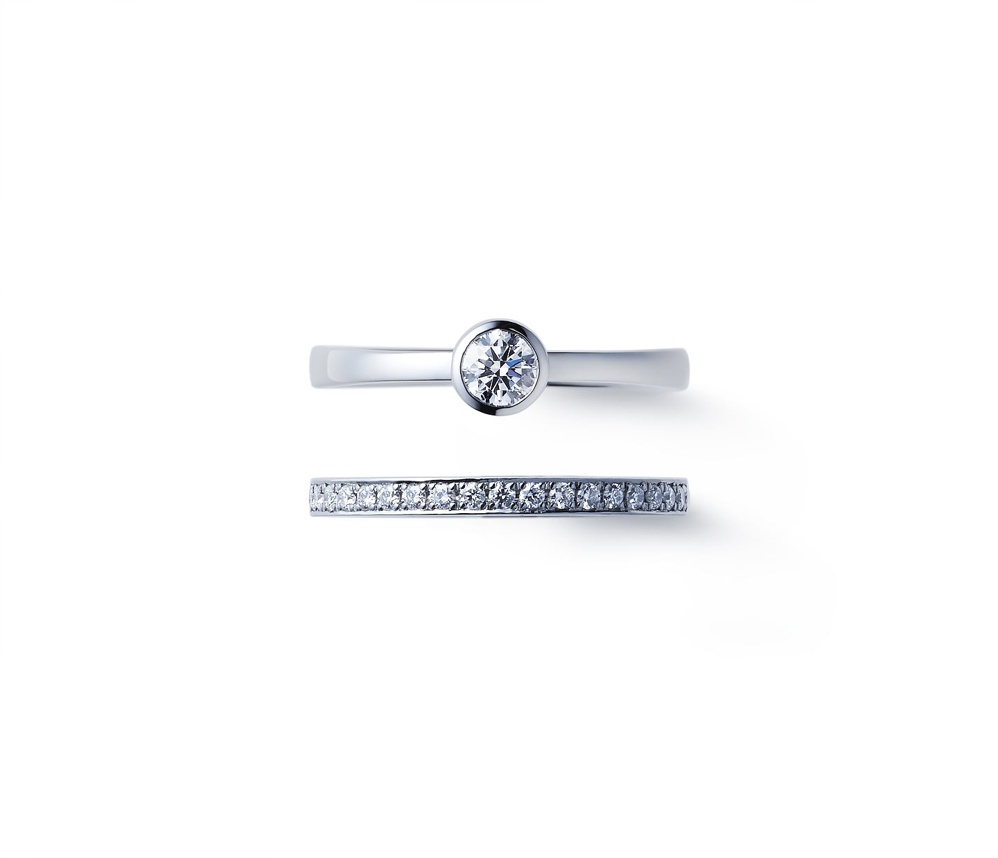 婚約指輪“八重霞” 結婚指輪“花麗”との重ね付け