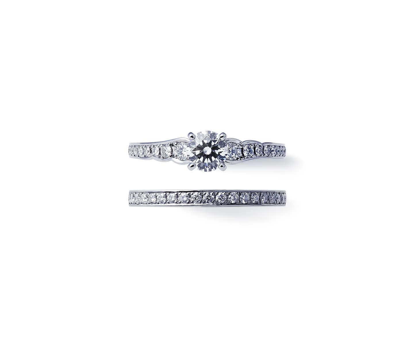 婚約指輪“花麗” 結婚指輪“花麗”との重ね付け