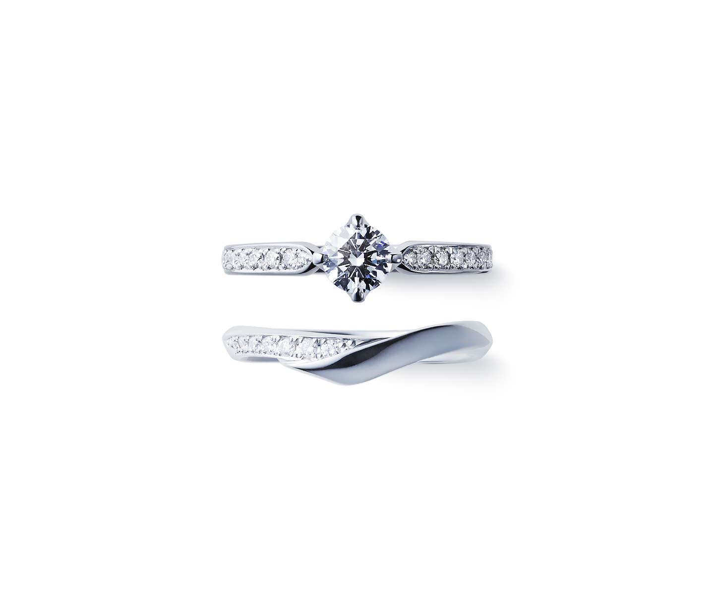 婚約指輪“睡蓮” 結婚指輪“単衣”との重ね付け