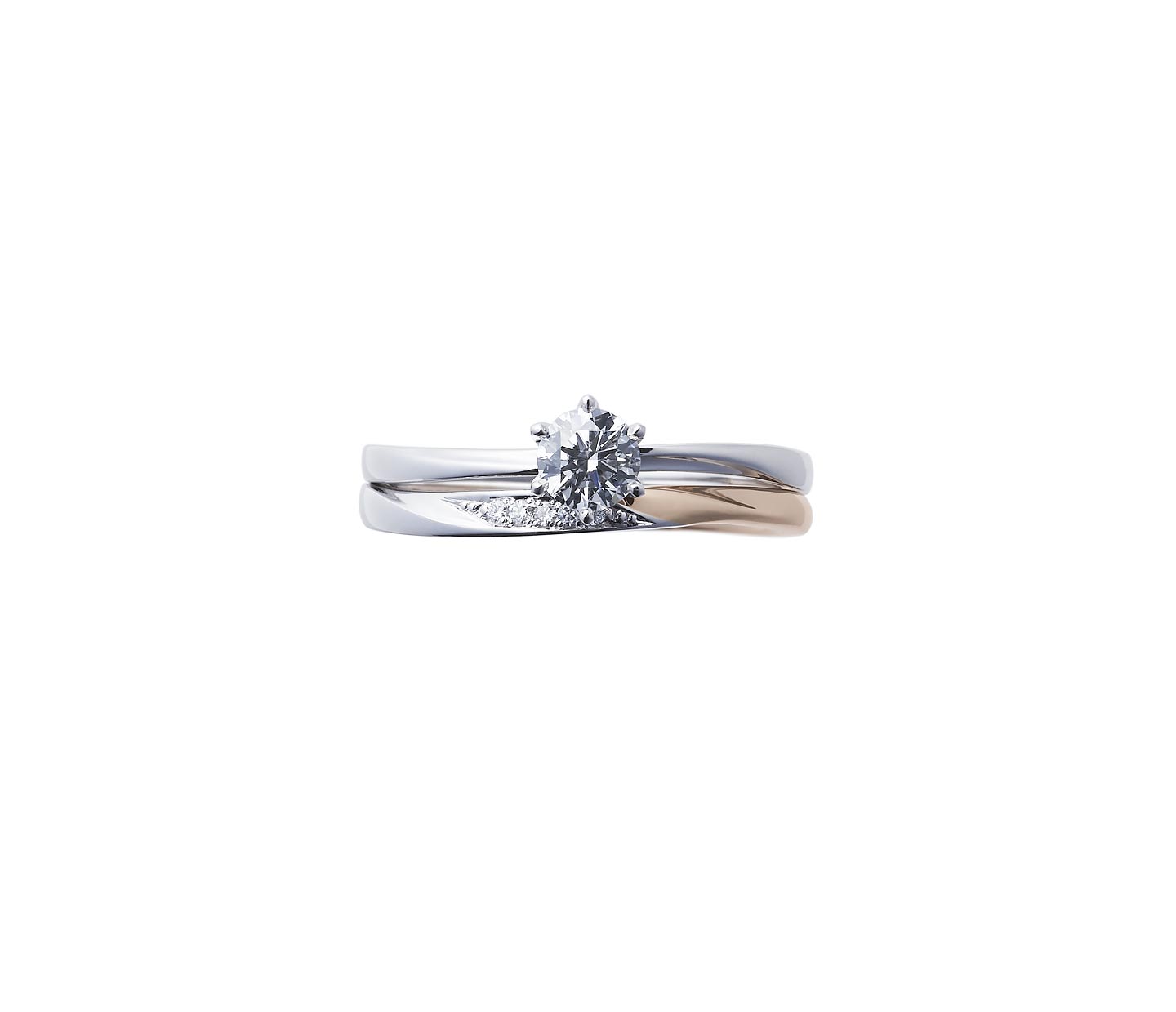 婚約指輪“花雪” 結婚指輪“雪佳景”とのセットリング