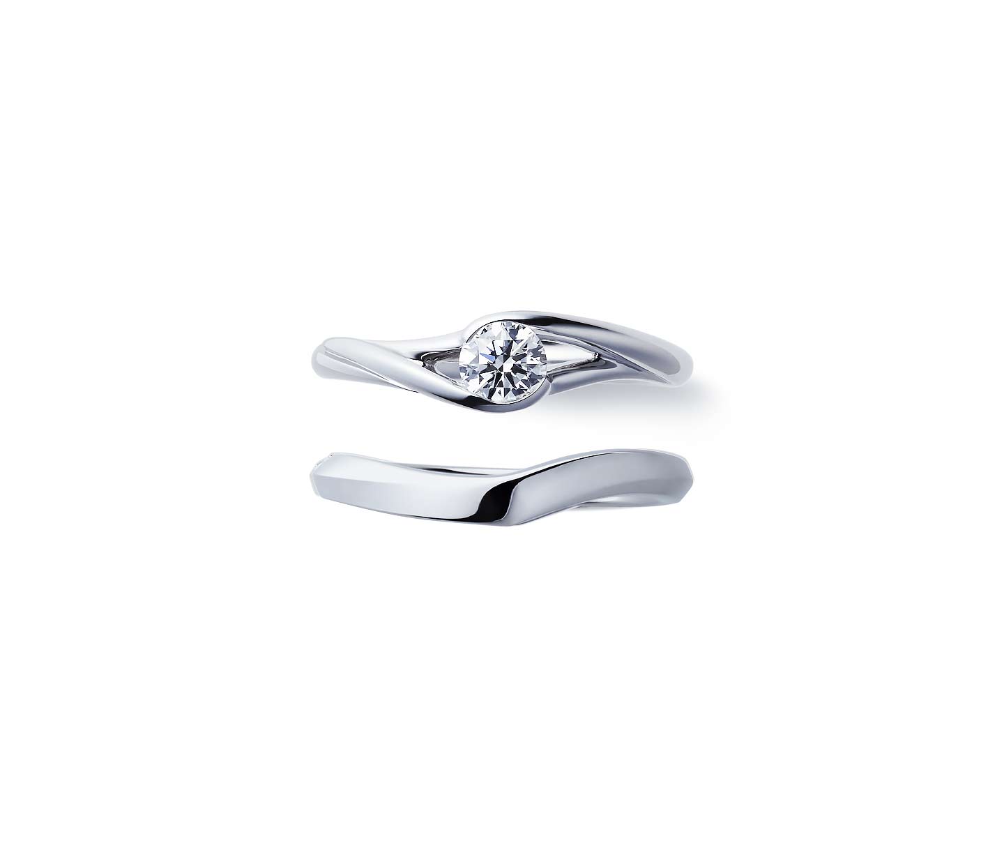 婚約指輪“望” 結婚指輪“水鏡”とのセットリング