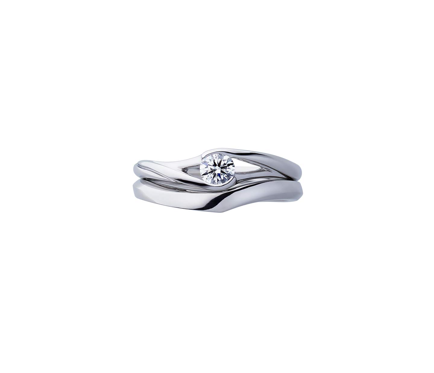 婚約指輪“望” 結婚指輪“水鏡”とのセットリング